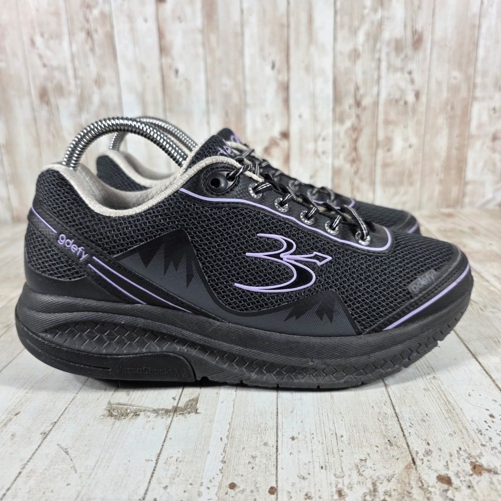 Gravity Defyer G-Defy Ion Womens 9 Black Purple Walking Shoes‎ TB9024FLP-M
